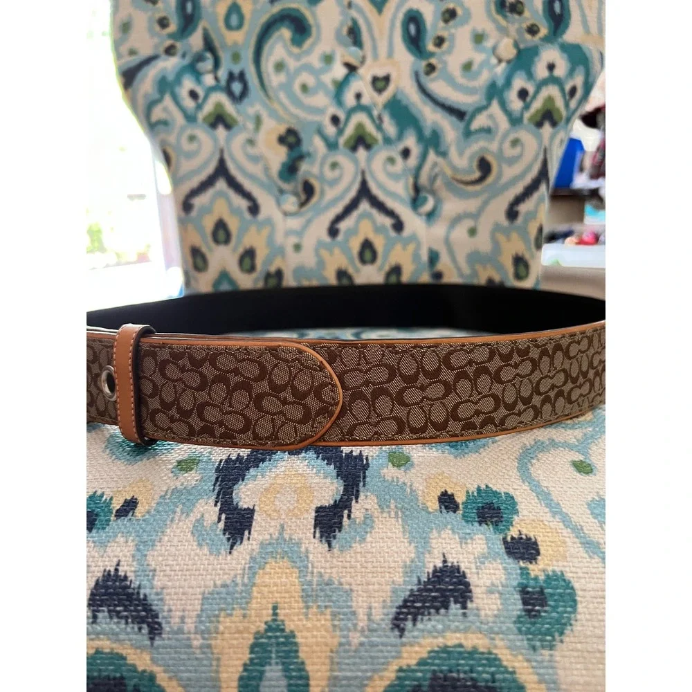 Coach Vintage 2007 Signature C Jacquard Belt Brown Tan XL 8977 Y2K
